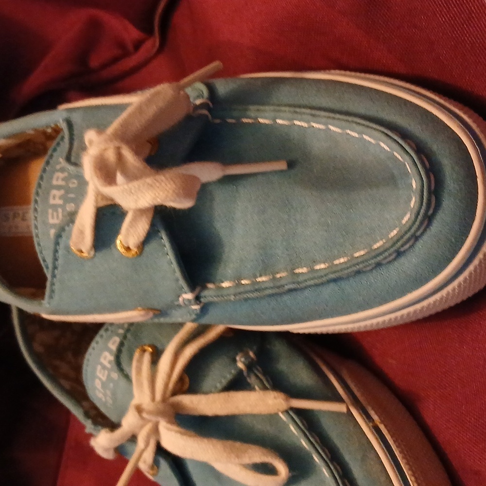 Sperry Womans Teal and White Boat Shoes 8.5 - Picture 2 of 7